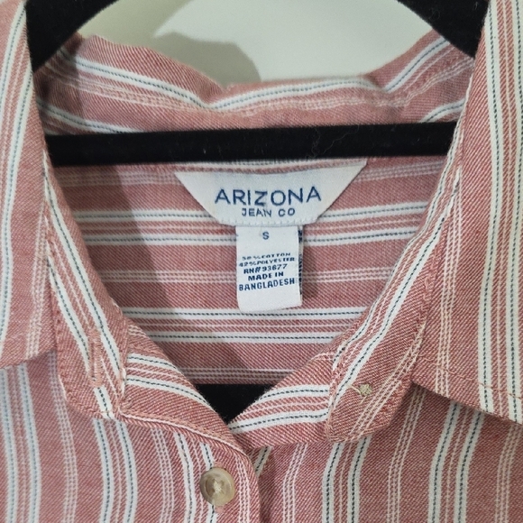 Arizona Jean Company Red and White Striped Button Down Shirt - Picture 2 of 7